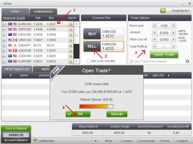 open a position with eToro